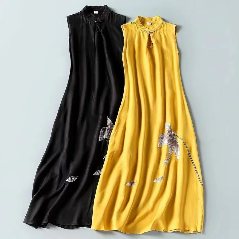 

Элегантные восточные платья для женщин, летние топы, женская одежда, длинная юбка, винтажное платье, литературное искусство, китайский стил...