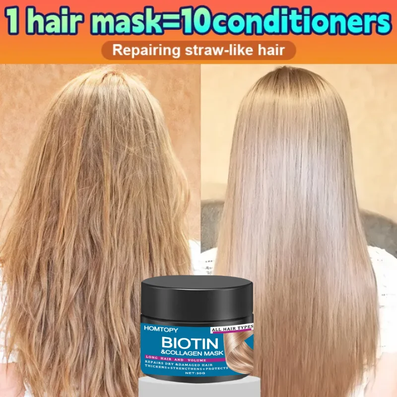 Новинка 2024 коллагеновая кератиновая маска для волос Biotin восстанавливающая