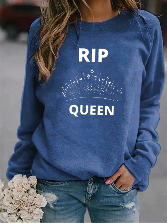 

Women's RIP Queen Of England Commemorative Print Sweatshirt