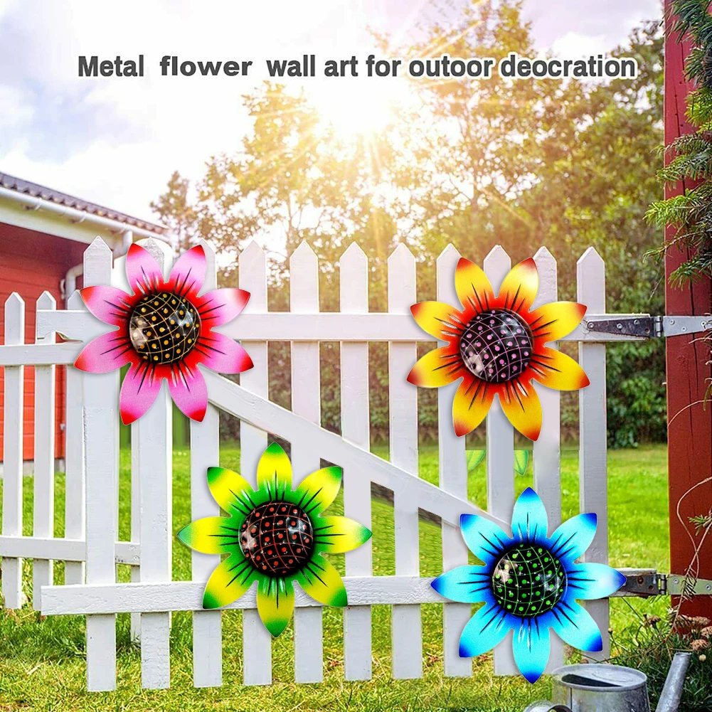 

Garden 3D Metal Flower Decor Inspirational Art Sculpture Wall Decor For Outdoor Decoration Wall Art Hanging Decors Home Garden