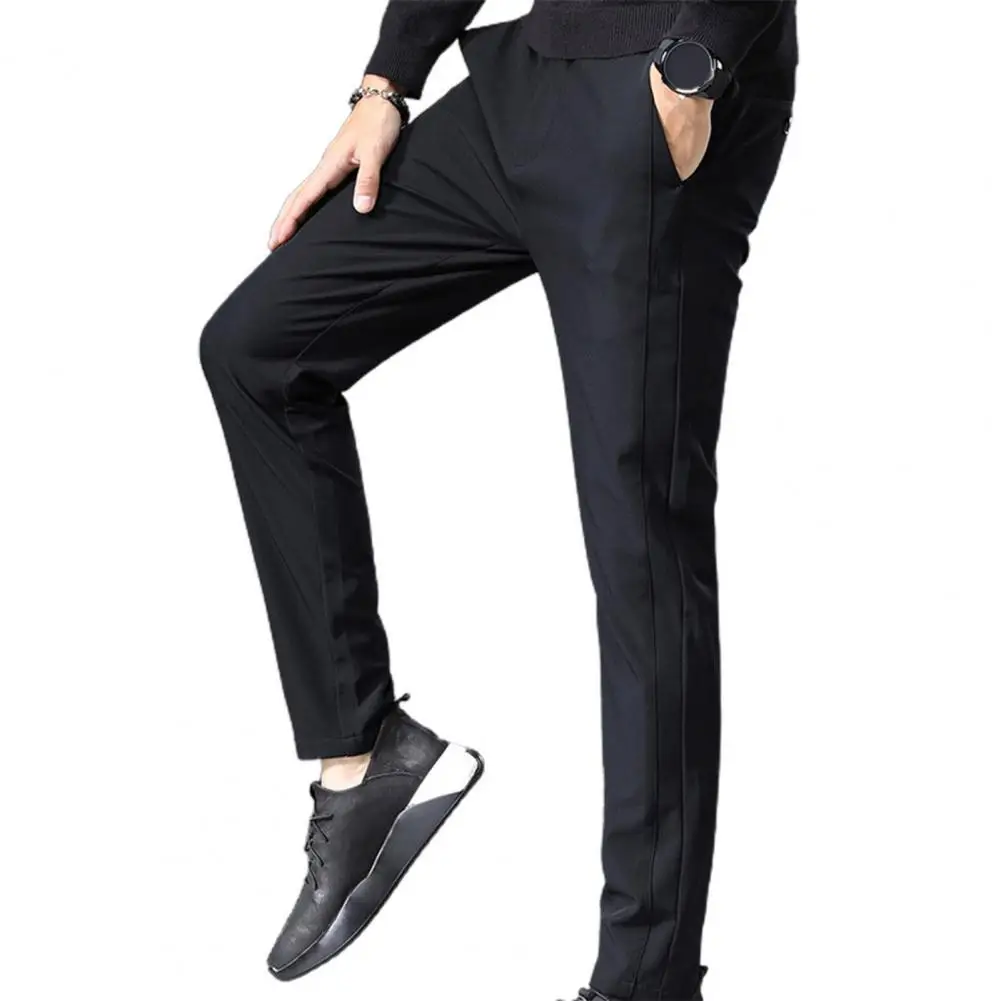 

2022 Spring Casual Pants for Men Zipper Fly Male Trousers Pure Color Loose-fitting Straight Suit Pants Business