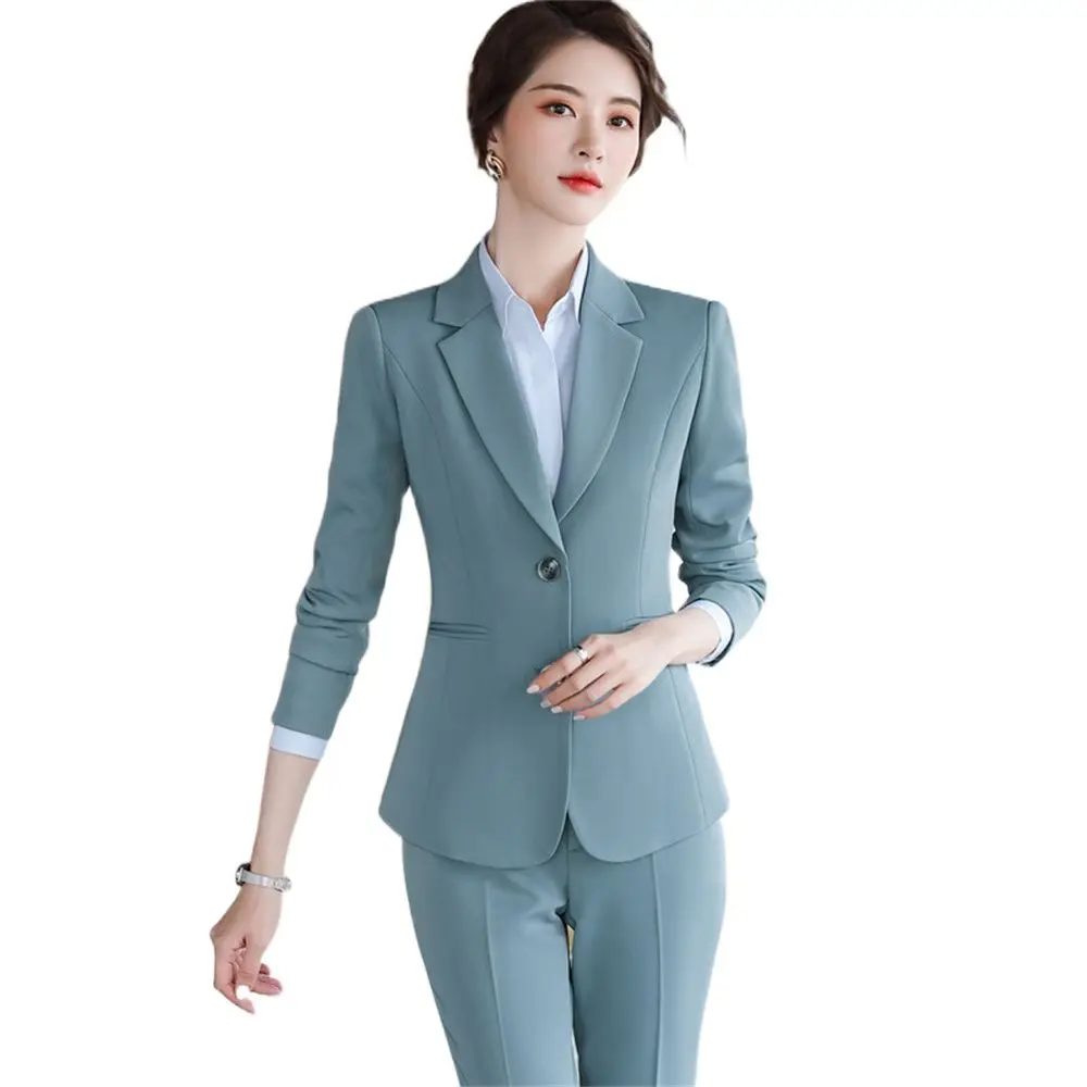 Elegant Women's Suit 2023 New Long Sleeve Slim Blazer and Trousers 2 Pieces Set Office Lady Formal Business Work Pant Sets