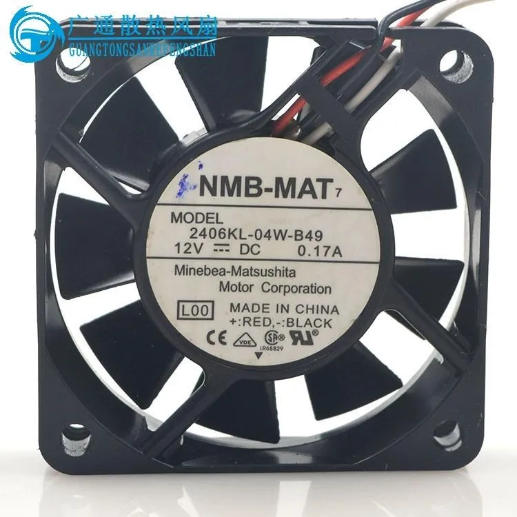 Вентилятор охлаждения для NMB 2406kL-04W-B49 DC 12V 0.17A 60*60*15 мм 60 мм