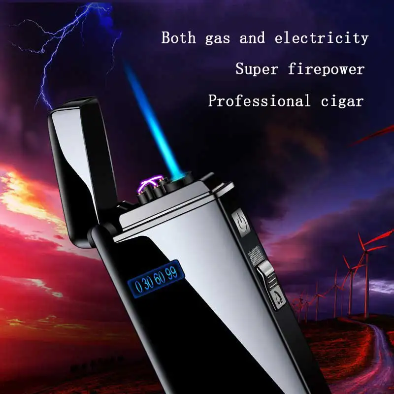 

Windproof USB Lighter Torch Turbo Lighter Smoking Jet Dual Arc LED Lighter Gas Chargeable Electric Butane Pipe Cigar Lighters