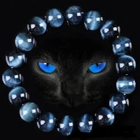high quality 3a blue tiger eye buddha bracelets natural stone round beads elasticity rope men women charm jewelry bracelet