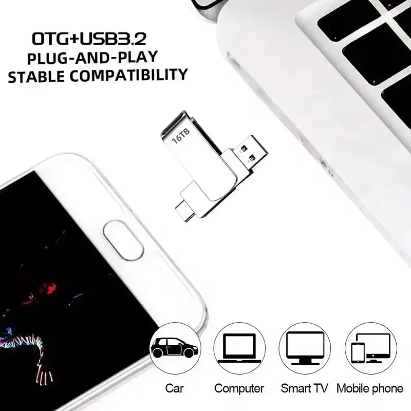 Фото Флеш-накопитель Lenovo 16 ТБ USB 3.2: высокоскоростная передача данных, металлический корпус, водонепроницаемый, флеш-диск, карта памяти №3