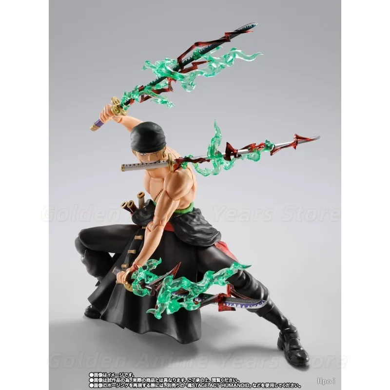 Фото Бандай S.H.Figuarts Ророноа Зоро King of Hell Tamashii Web Limited, 3 лица, меч Хаки, эффект зеленого пламени, бонус: лицо Луффи Gear5 №5