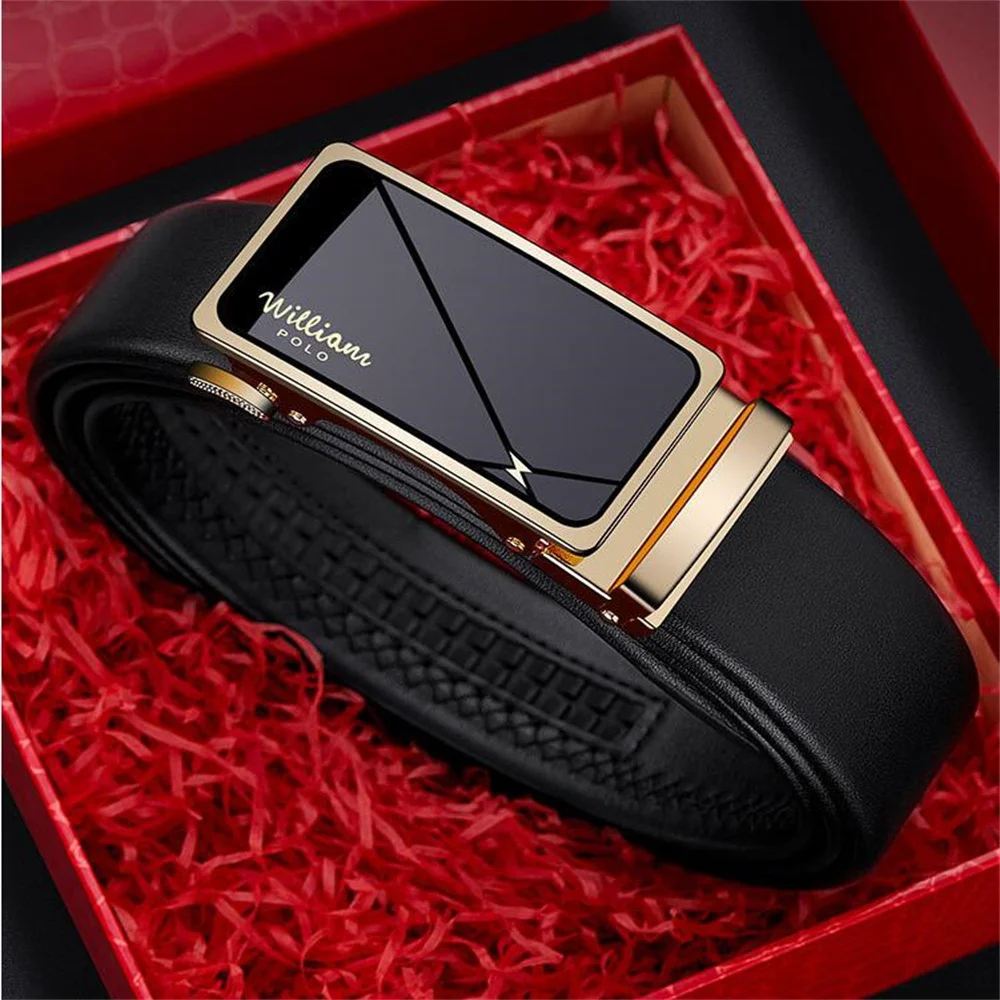 Luxury luxury brand men's leather 2023 new automatic buckle business casual belt pure cowhide belt