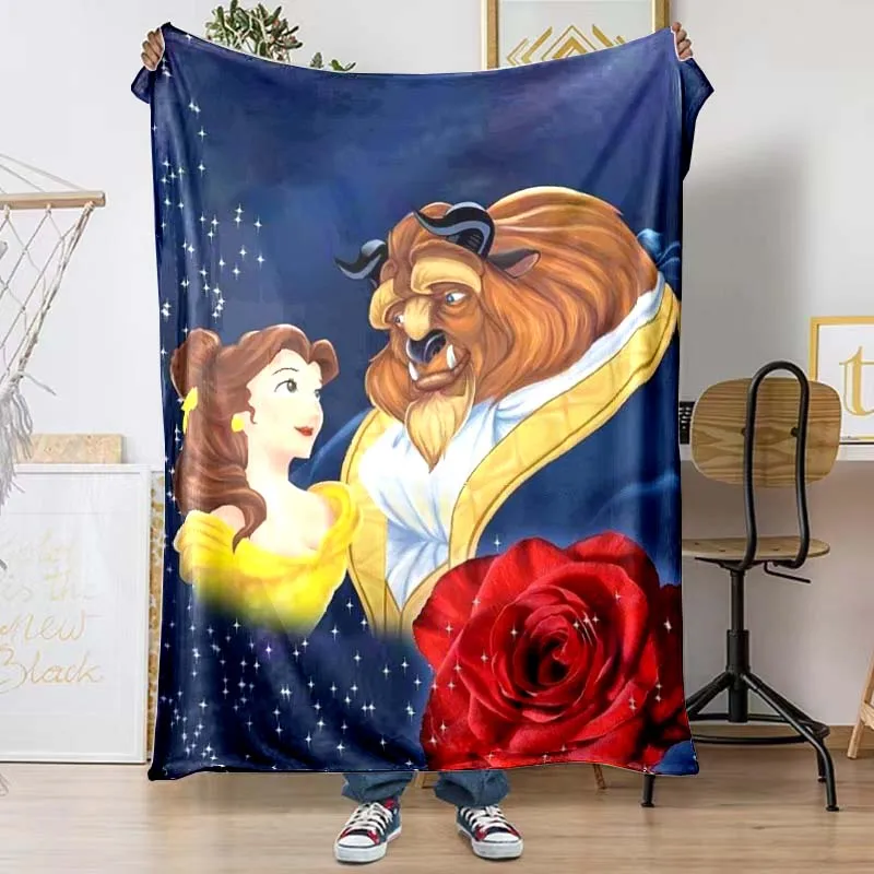 Красавица и Чудовище мультфильм узор одеяло гостиная спальня диван фланелевое