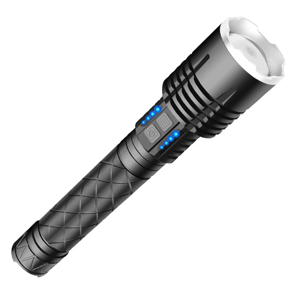 

Flashlight Powerful Brightness XHP120 Rechargeable Torch Telescopic Zoom Tactical Fishing Outdoor 226650Battery