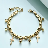 yw gairu stainless steel 18k gold cross personality wild bracelet women jewellery mothers day and teacher gift