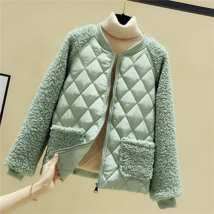 2022 New Women's Short Style  Version of Loose Winter Lamb Wool Down Cotton Jacket Stand Collar Cotton Jacket Fashion Coat