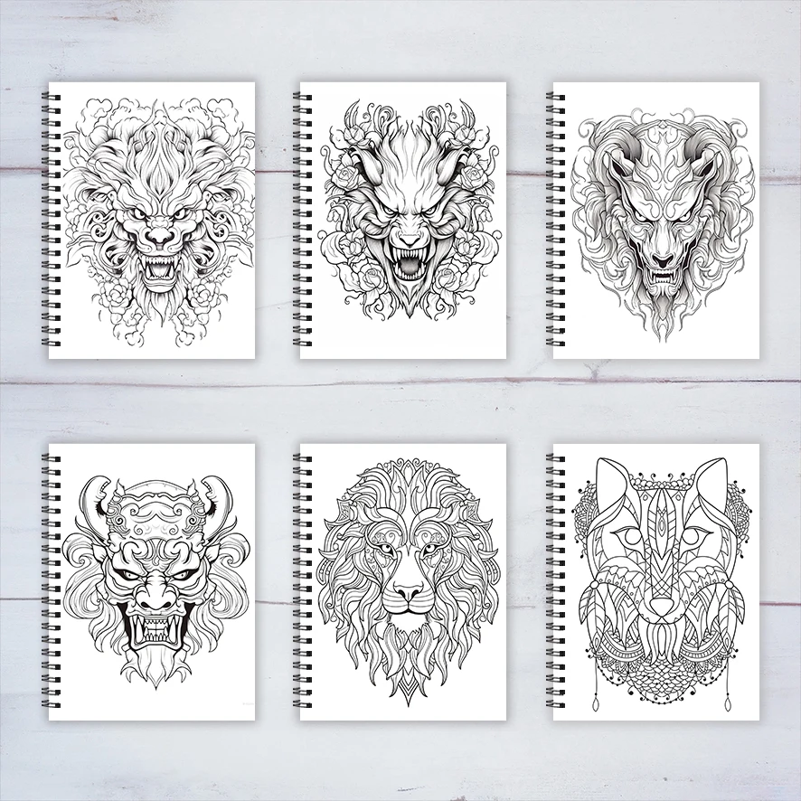 Фото Primordial Beasts Coloring Book - 8.3x 11.2 Inch 22 Page Coloring Book - Helps Reduce Stress and Ease Emotions №3