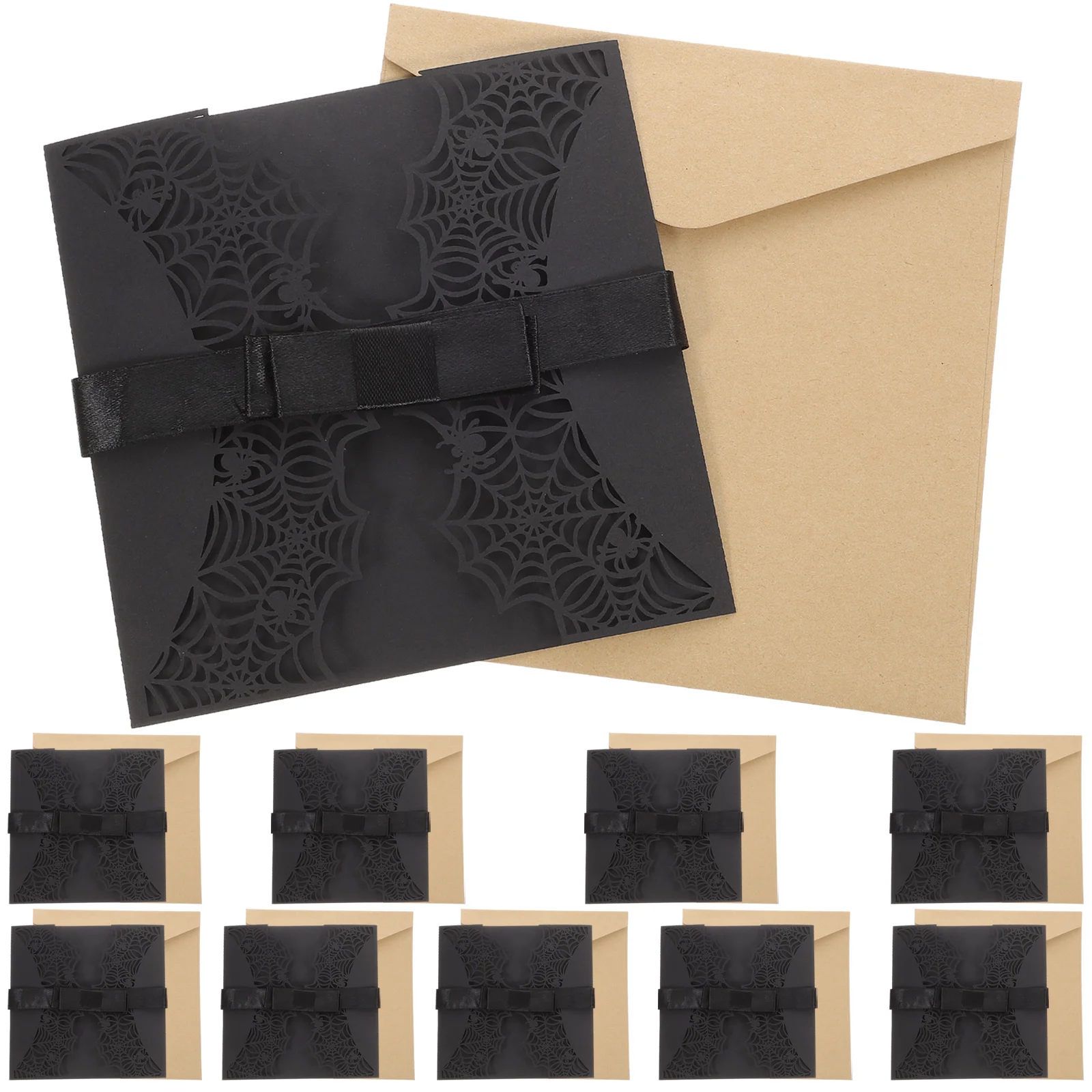 

Приглашение на Хэллоуин Вечеринка Bowknotcut Hallow Свадьба День рождения ужас паутина паук полые наборы пригласительные вечеринки ребенок