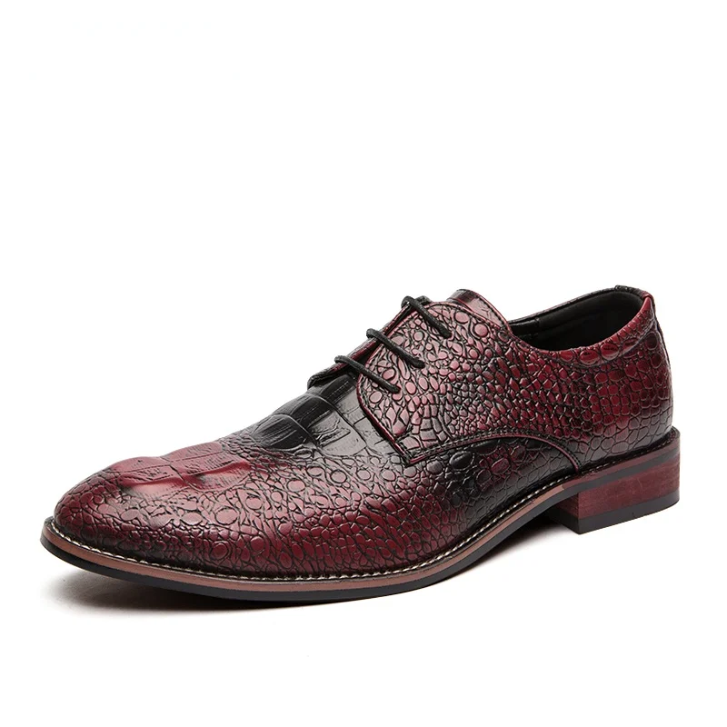 

Italian Stylist Leather Shoes Men Dress Shoes Crocodile Pattern Oxfords Wedding Shoe Gentleman Derby Loafers Big Size 48 zapatos