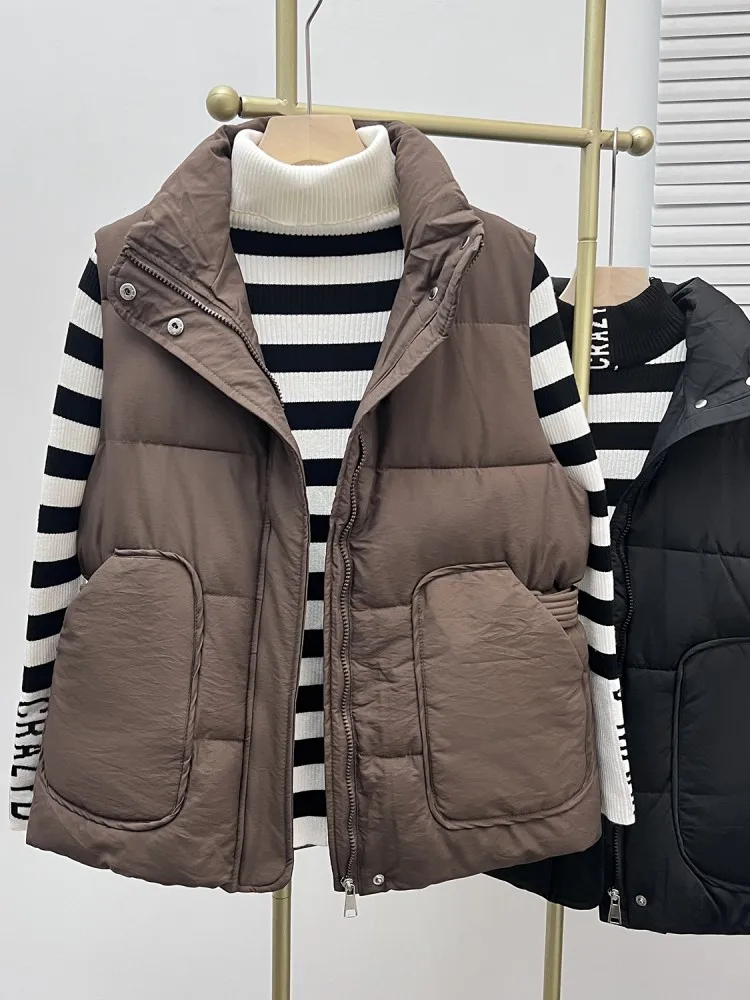 Женский пуховой жилет с хлопковой подкладкой европейские товары Осень-зима 2024