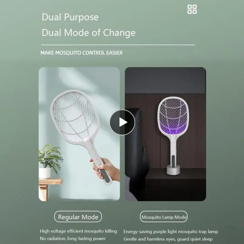 

Portable Mosquito Light Trap 3000v With Base Holder Electric Mosquito Swatter Usb Rechargeable Handheld Mosquito Swatter 2 In 1