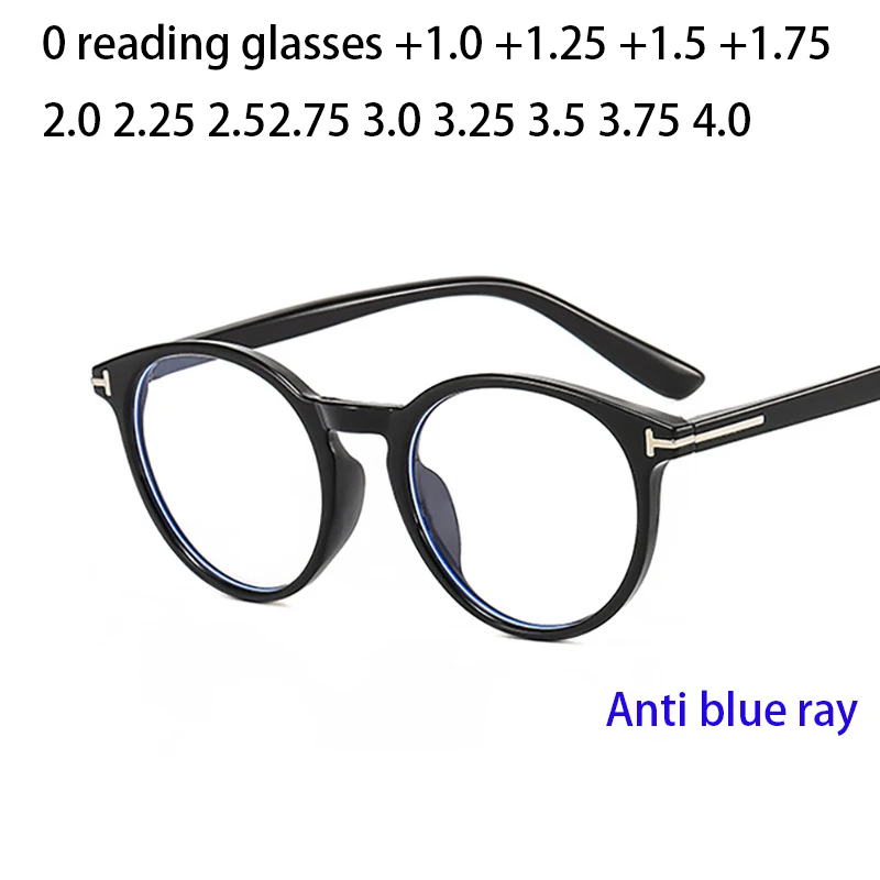 

Cubojue Computer Reading Glasses Women Male 0 +100 125 175 150 200 225 250 275 300 Anti Blue Ray Small Round Eyeglasses Frame