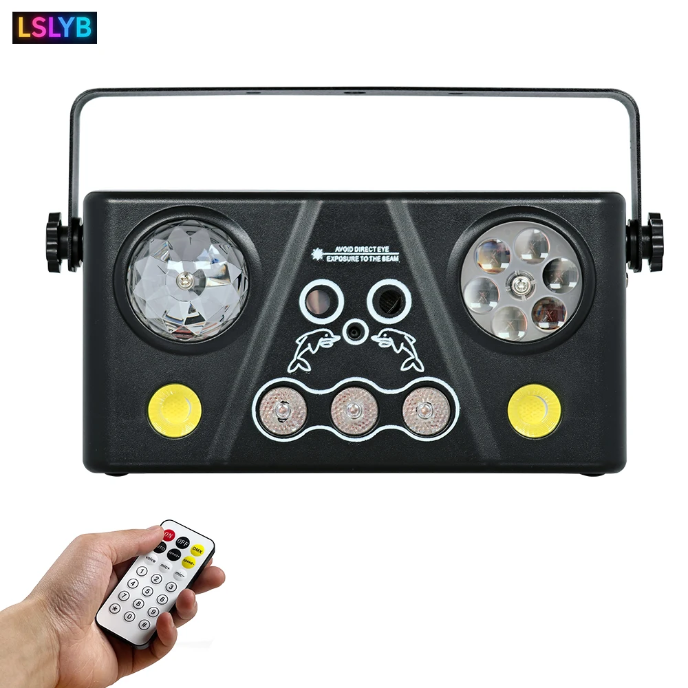 

Мини 5в1 Super Party Light Волшебный шар Лазерный узор Стробоскоп Многофункциональный сценический светильник для бара DJ Дискотека День рождения