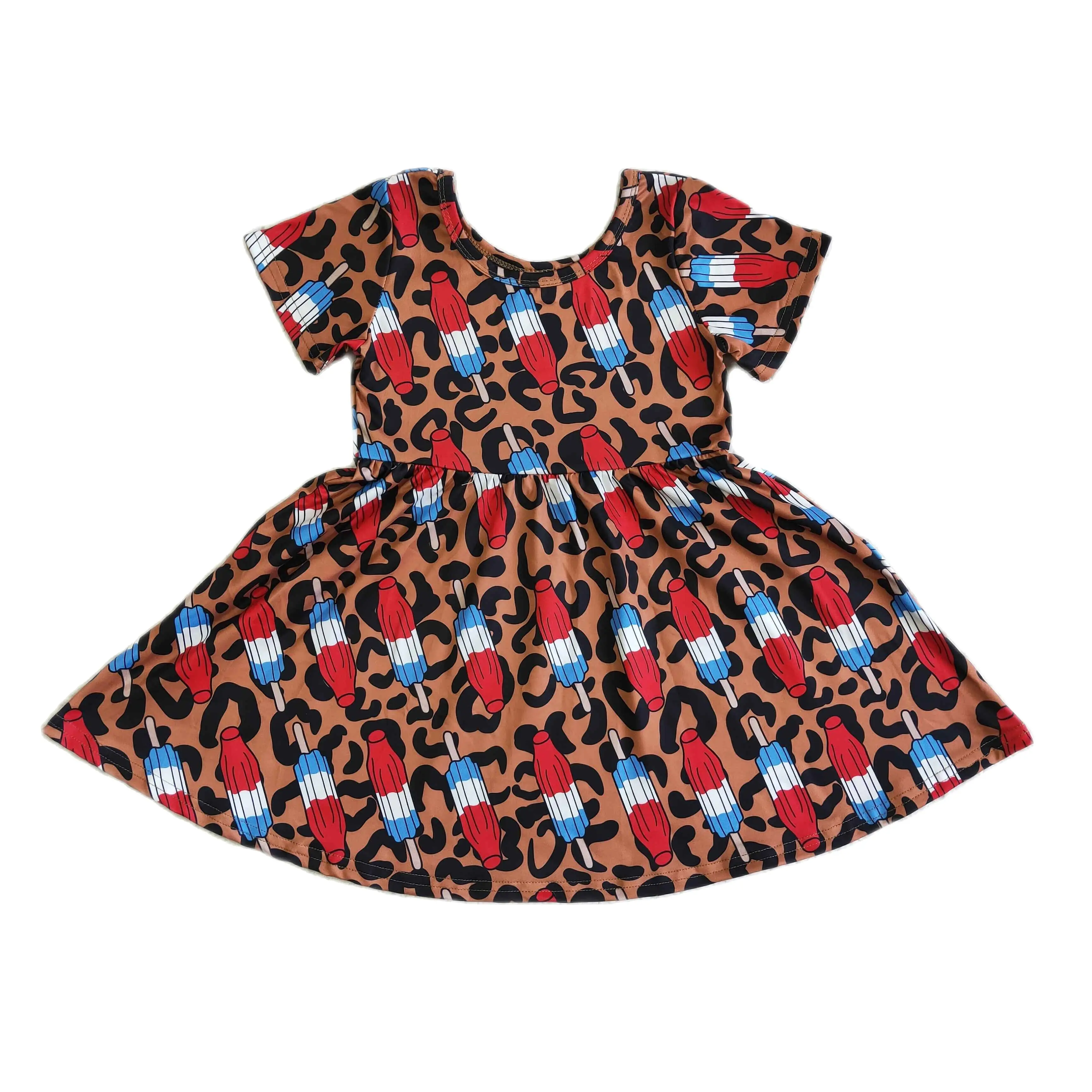 

Fashion Children Dresses Popsicle Print Short Sleeve Boutique Kids Clothing
