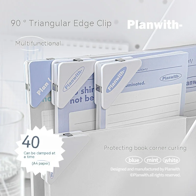 

4pcs/lot File Paper Clip Fashion Simplicity Solid Color Triangle Edge Corner Clamp Stationery File Book Binding Folder Student