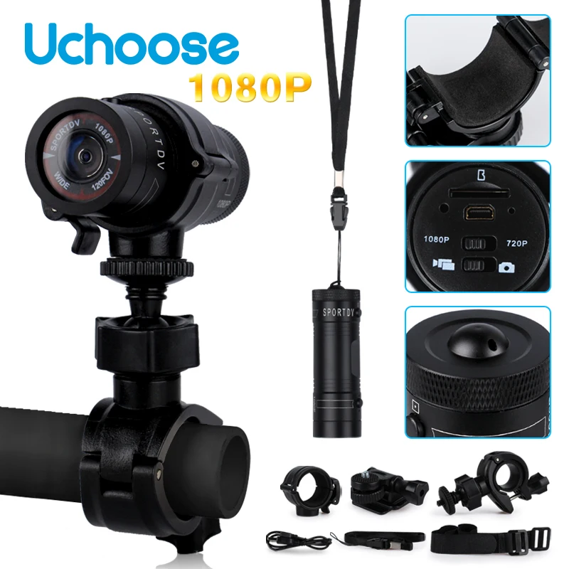 

Миниатюрная Экшн-камера F9 для мотоциклетного шлема, видеокамера DV Full 1080p HD, Автомобильный видеорегистратор, Спортивная камера для велосипеда, горного велосипеда