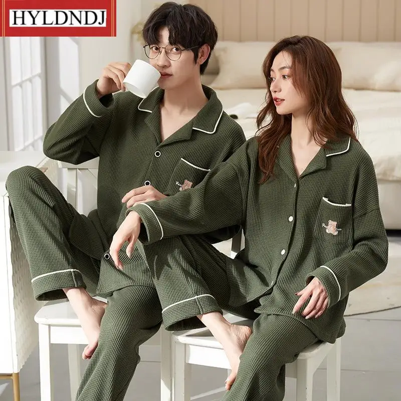 Sweethearts Spring Autumn New Pajamas Sets for Womens and Mens Loose Casual Cartoon Print Pyjamas 2Pcs Nightgown Homewear
