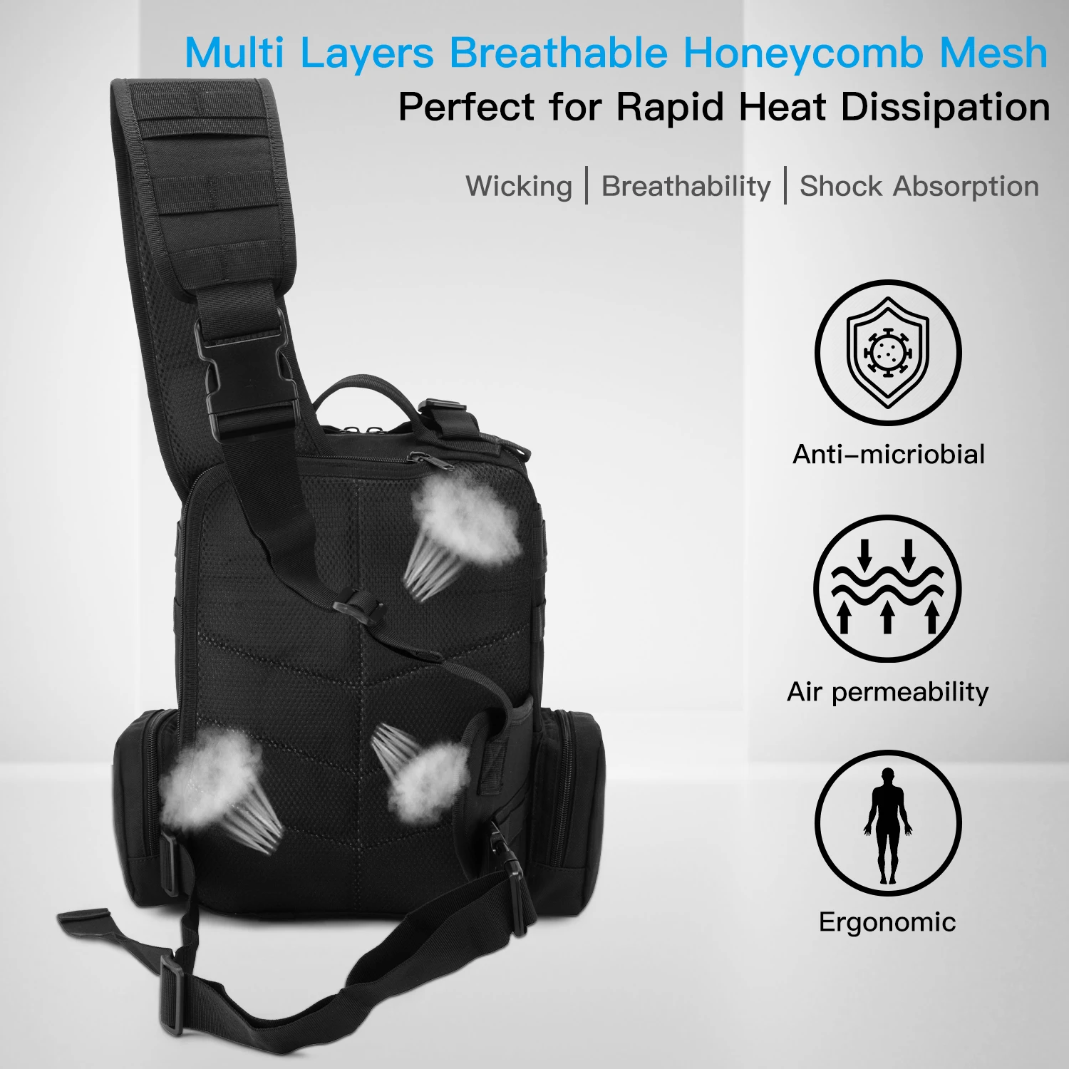 Tactical Sling Bag 13L 900D Oxford Molle Crossbody Rucksack Waterproof EDC Military Assault Backpack Men Women Shoulder Bag