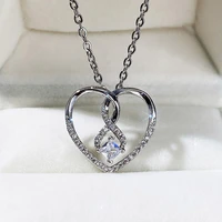 new simple trendy silver plated heart pendant necklaces for women shine tiny cz stone inlay chains fashion jewelry party gifts