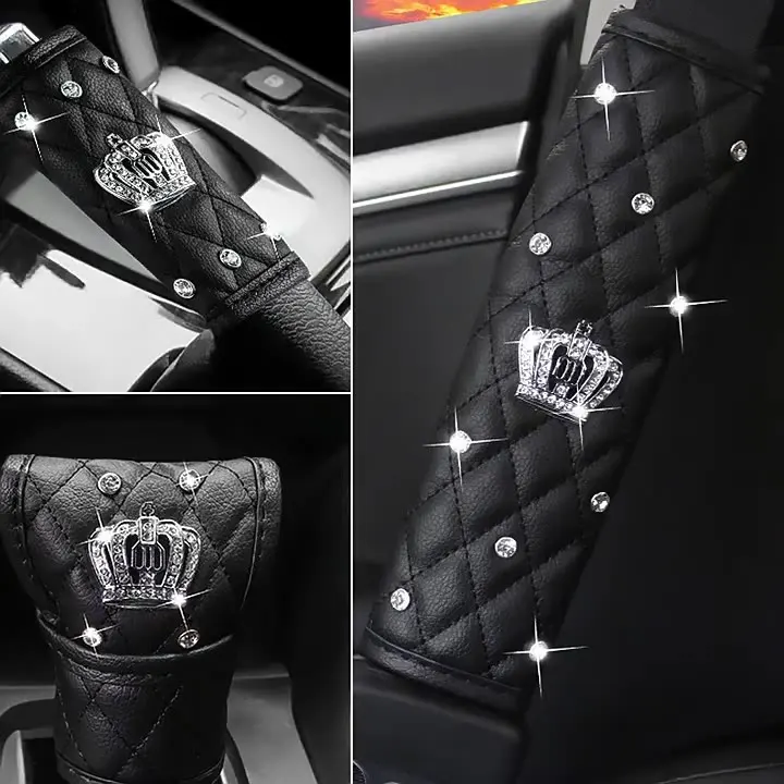 

Полный комплект чехлов для ремня безопасности Roadstar с кристаллами, подплечники, Женский защитный чехол для автомобильного ремня, в стиле кри...
