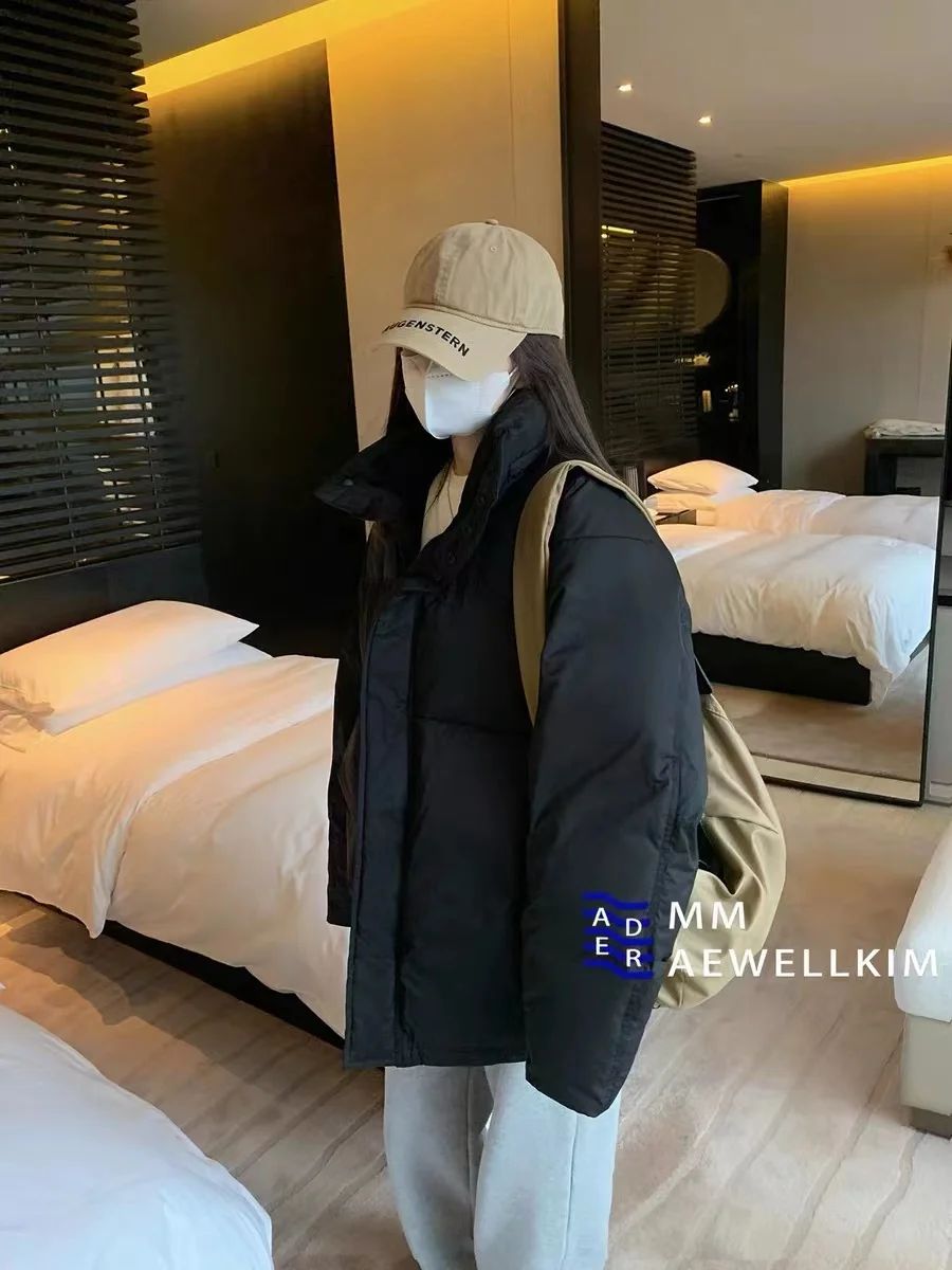 Ader error down jacket men and women's winter color matching stand collar white duck down bread jacket thickened thermal coat