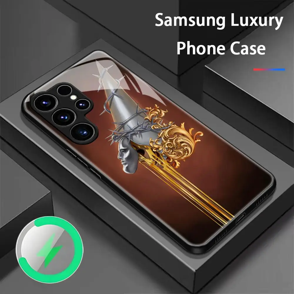 Фото Чехол для телефона Samsung S26 S25 S24 S23 S22 S21 Plus Ultra Note20 Blasphemy Glass Magnetic Case №2