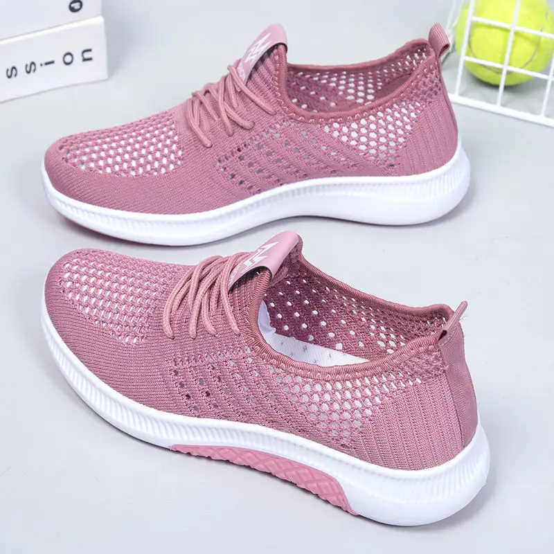 2023 new summer mesh women's sports shoes flats sneaker shoes fashion hollow out breathable female leisure walk soft and Comfort