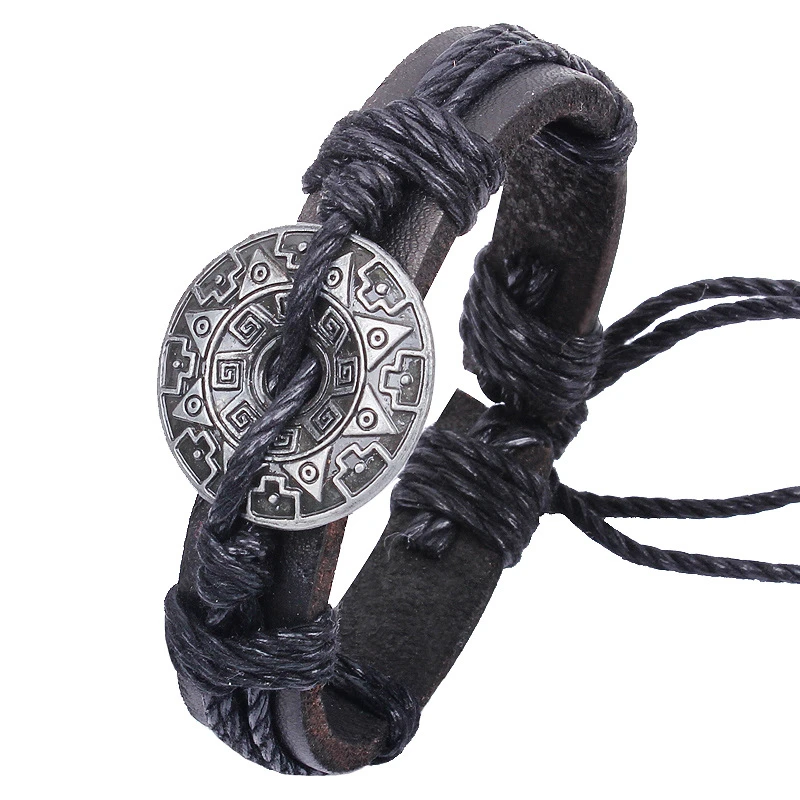 

2022 Ethnic Style Octagonal Leather Bracelet Personality Jewelry Wholesale Simple All-match