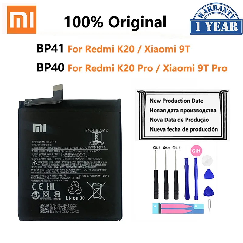 Аккумулятор Xiao Mi BP40 BP41 для Xiaomi Redmi K20 Mi 9T Pro Mi9T K20Pro, 4000 мАч