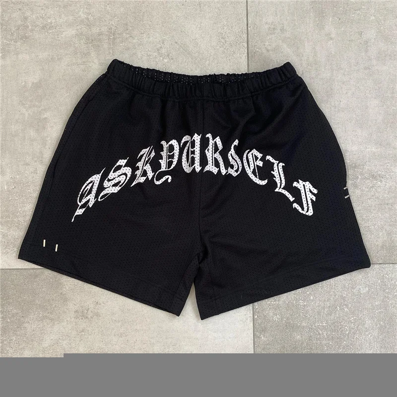 

Luxury Brand high quality Limited Men Women Mesh ASKYURSELF Shorts Sanskrit Graphic Breathable High Street Breeches
