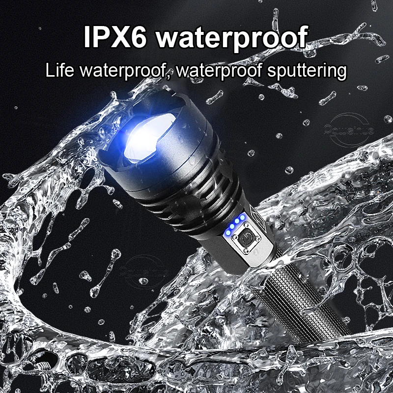 XHP360 светодиодный фонарик 18650 перезаряжаемый фонарь USB Мощный тактический