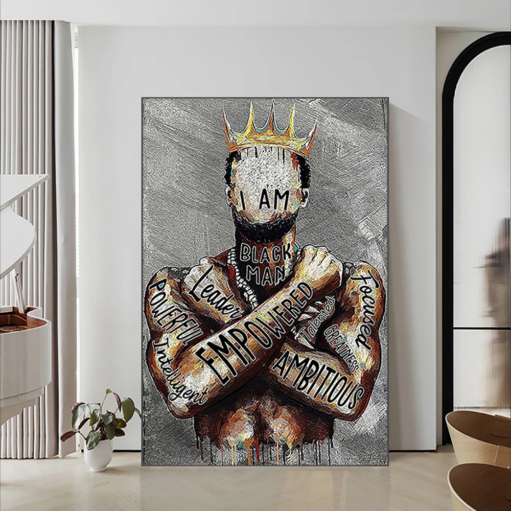 

African Black Man Art Canvas Prints Poster Vintage King Portrait Painting Decorative Graffiti Wall Picture For Living Room