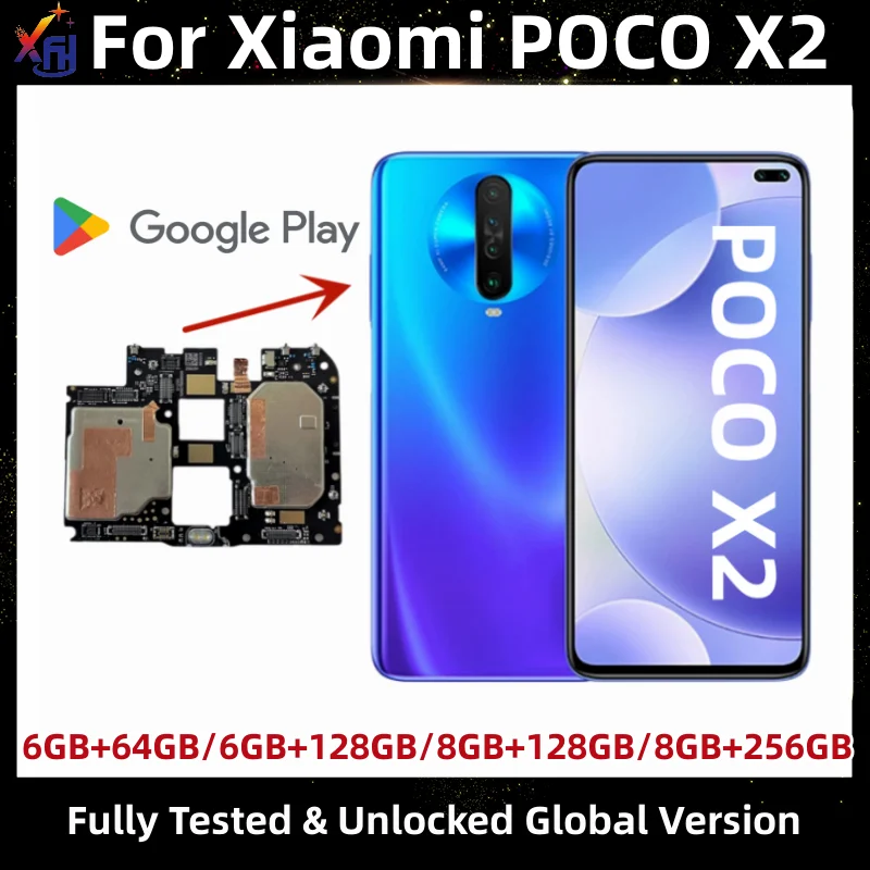 

Материнская плата для Xiaomi POCO X2, 64 ГБ, 128 ГБ, 256 ГБ ROM, разблокированная материнская плата для Redmi K30 4G с установленным Google Playstore