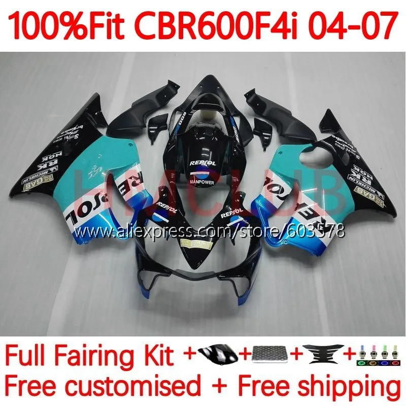 

Injection Body For HONDA CBR600 CBR 600 F4i 600F4i 600CC 04 05 06 07 Repsol Cyan CBR600F4i 2004 2005 2006 2007 Fairing 138No.86