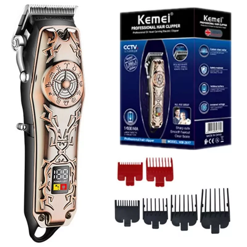 

Original kemei professional adjustable electric hair clipper barber shop LCD display fading blending hair trimmer beard haircut