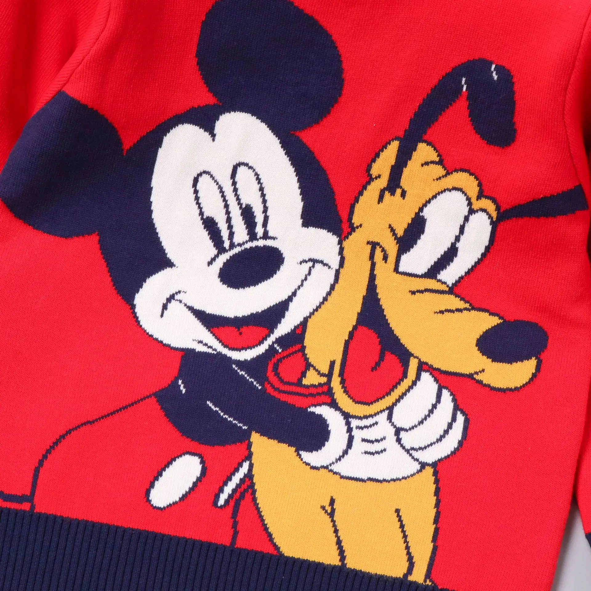 Winter Toddler Girl Clothes Mickey Mouse Dog Embroidery Knitted Pullover Sweater Tops Autumn Warm 2-8 Years Kids Boys Outfits