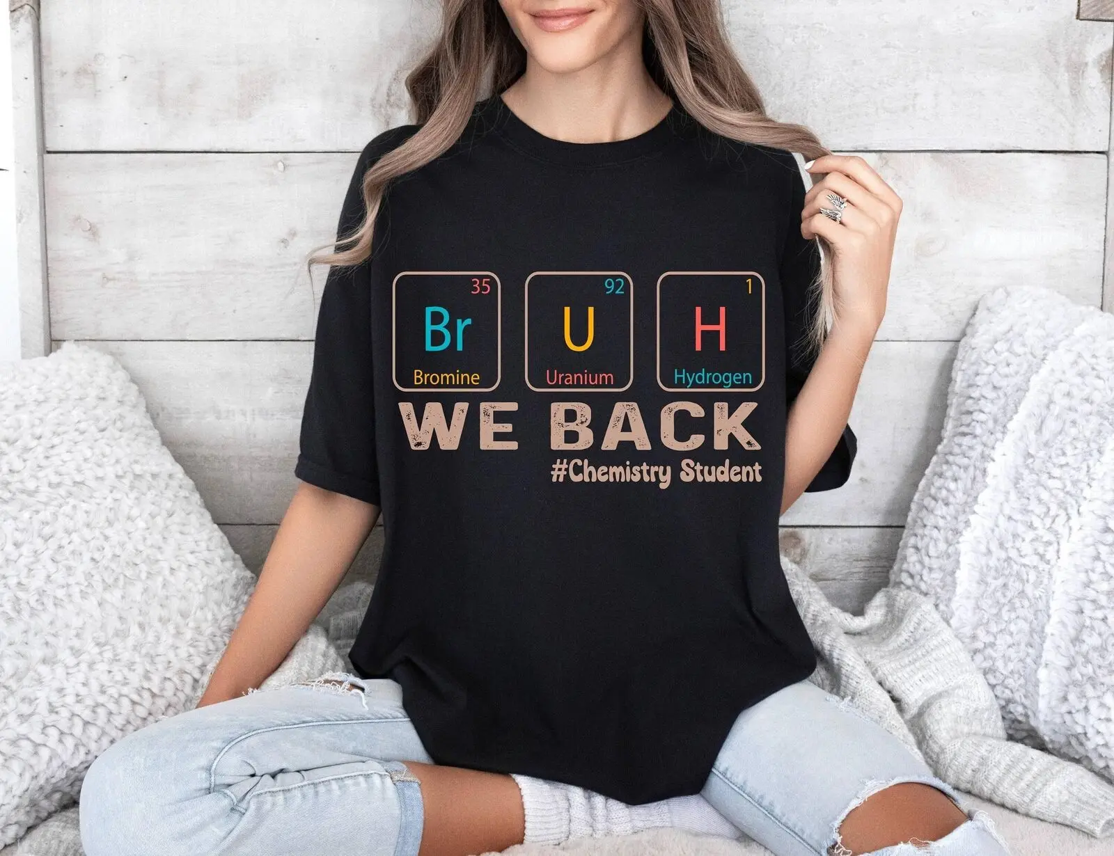 Рубашка Bruh We Back для начальной школы химия первый день удовольствие студента