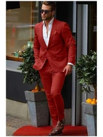 2 piece mens suit fashion slim solid color business office suit mens blazer