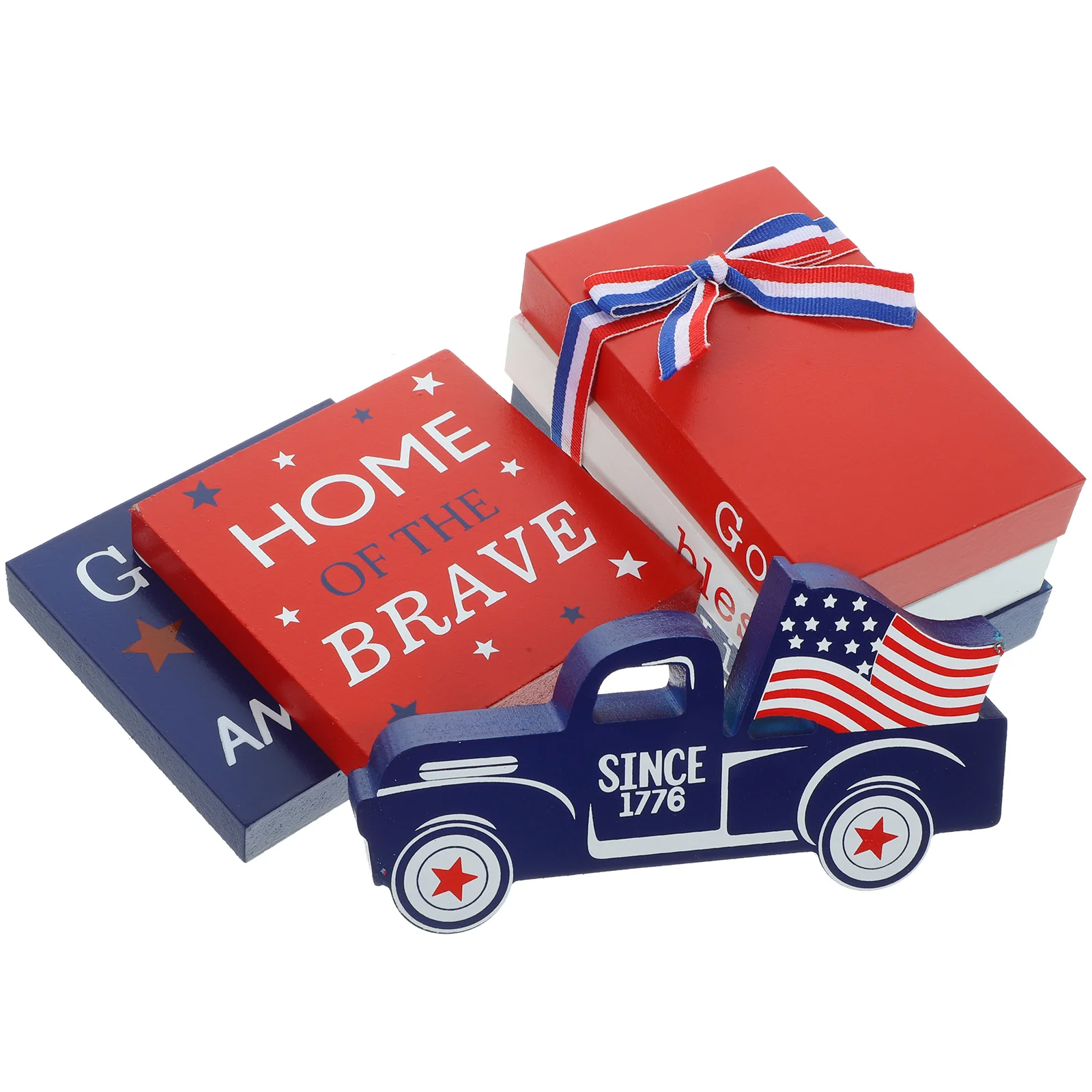 

4Pcs Independence Day Wooden Tabletop Decor 4th of July Independence Day Home Table Decoration