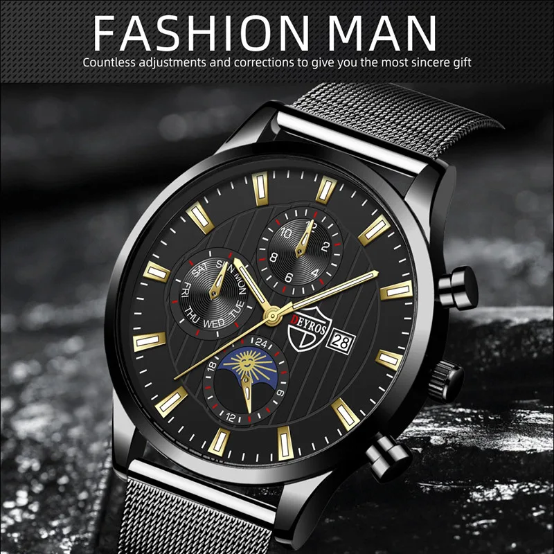 

Wrist Watches For Men Lover Watches Men's Stainless Steel Calendar Watch Men's Casual Fashion Luminous Quartz Watch Explosions