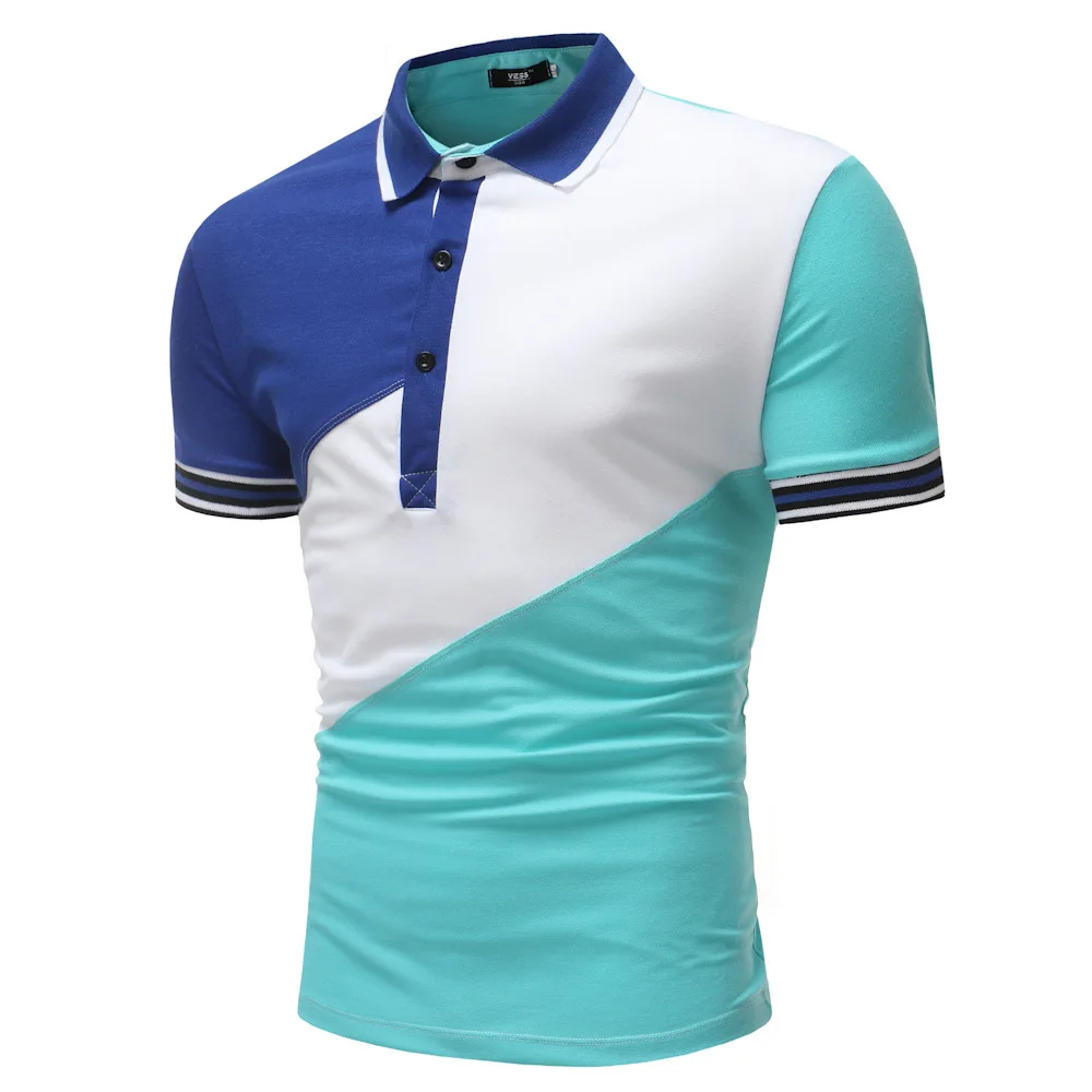 

2022 new business summer new youth men's short-sleeved POLO shirt fashion casual stitching short-sleeved T-shirt
