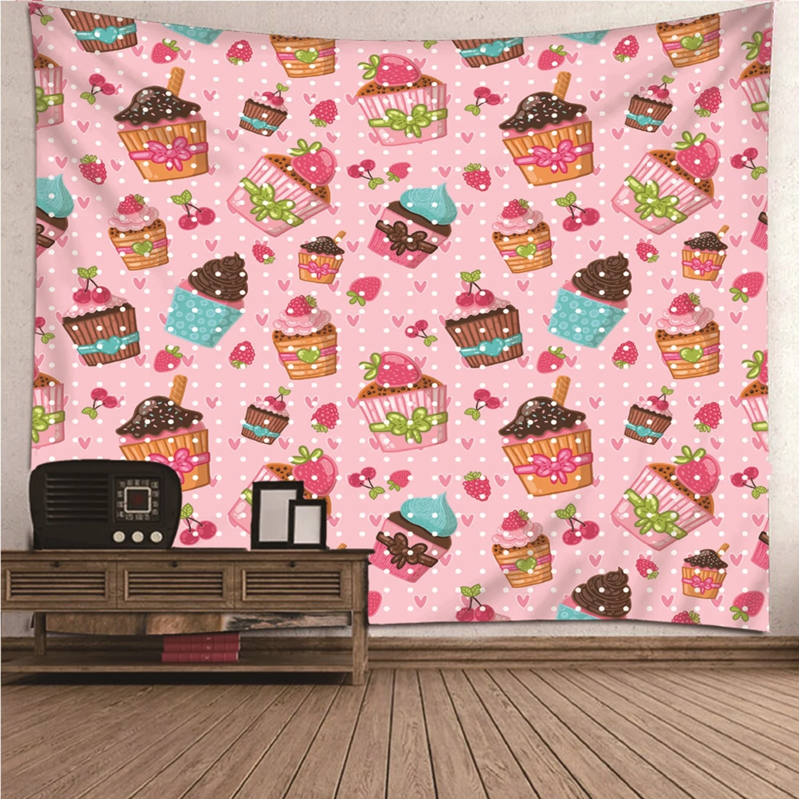 

Wall Art Painting Decorative Wall Hanging Cake Cherry Wall Hanging Blanket Dorm Art Decor Covering