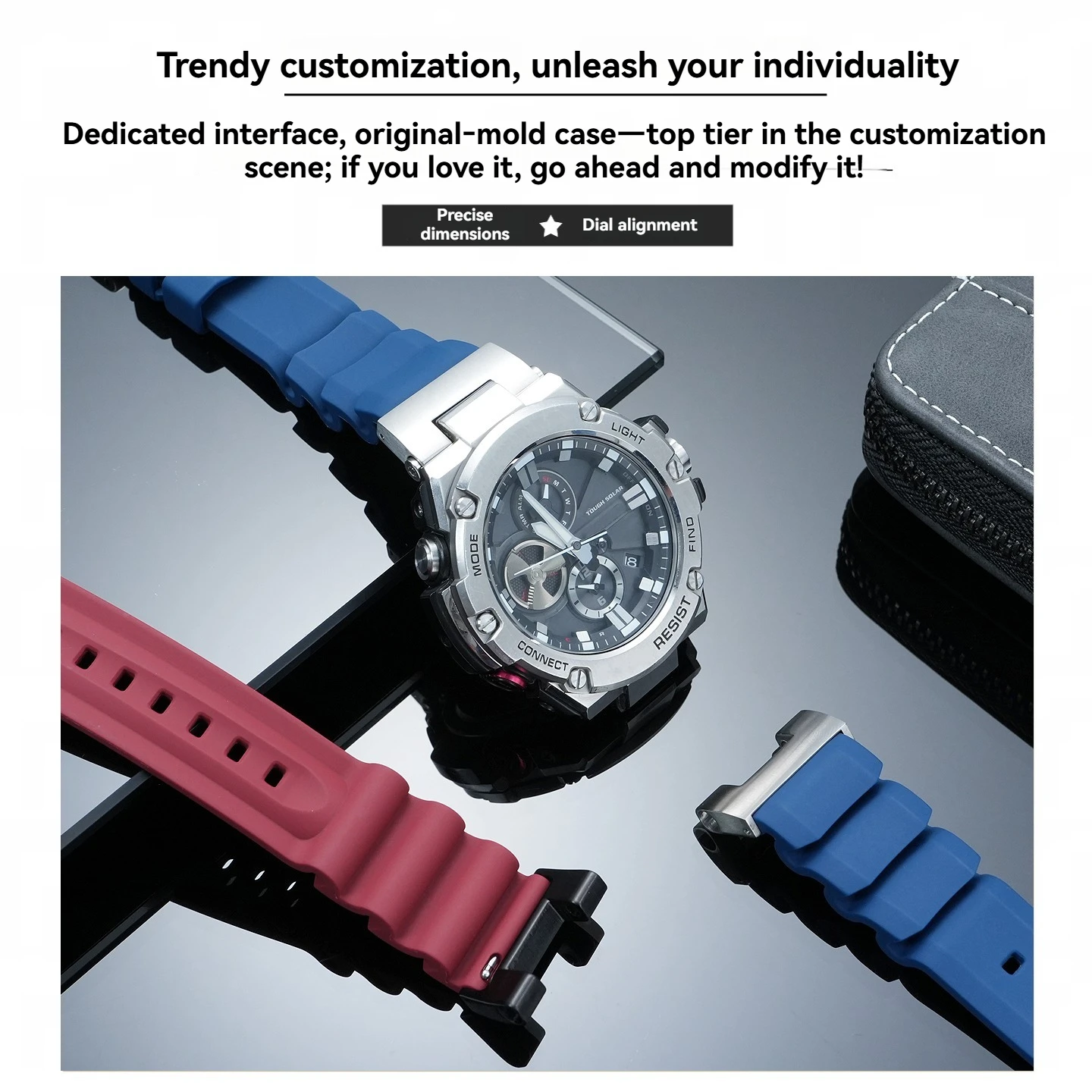 Фото Подходит для G-SHOCK Casio GST-B100 W300G серии S130, водонепроницаемый спортивный силиконовый ремешок для часов, сменные аксессуары. №2