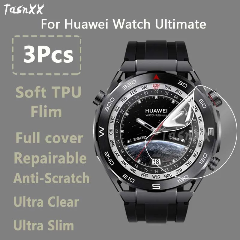 

3Pcs For Huawei Watch Ultimate GT Cyber Ultra Clear Ultra Slim Soft Hydrogel Repairable Film Screen Protector -No Tempered Glass